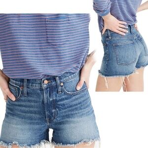 Madewell Perfect Jean Shorts Size 27 High Rise 100% Cotton Frayed Hem Denim